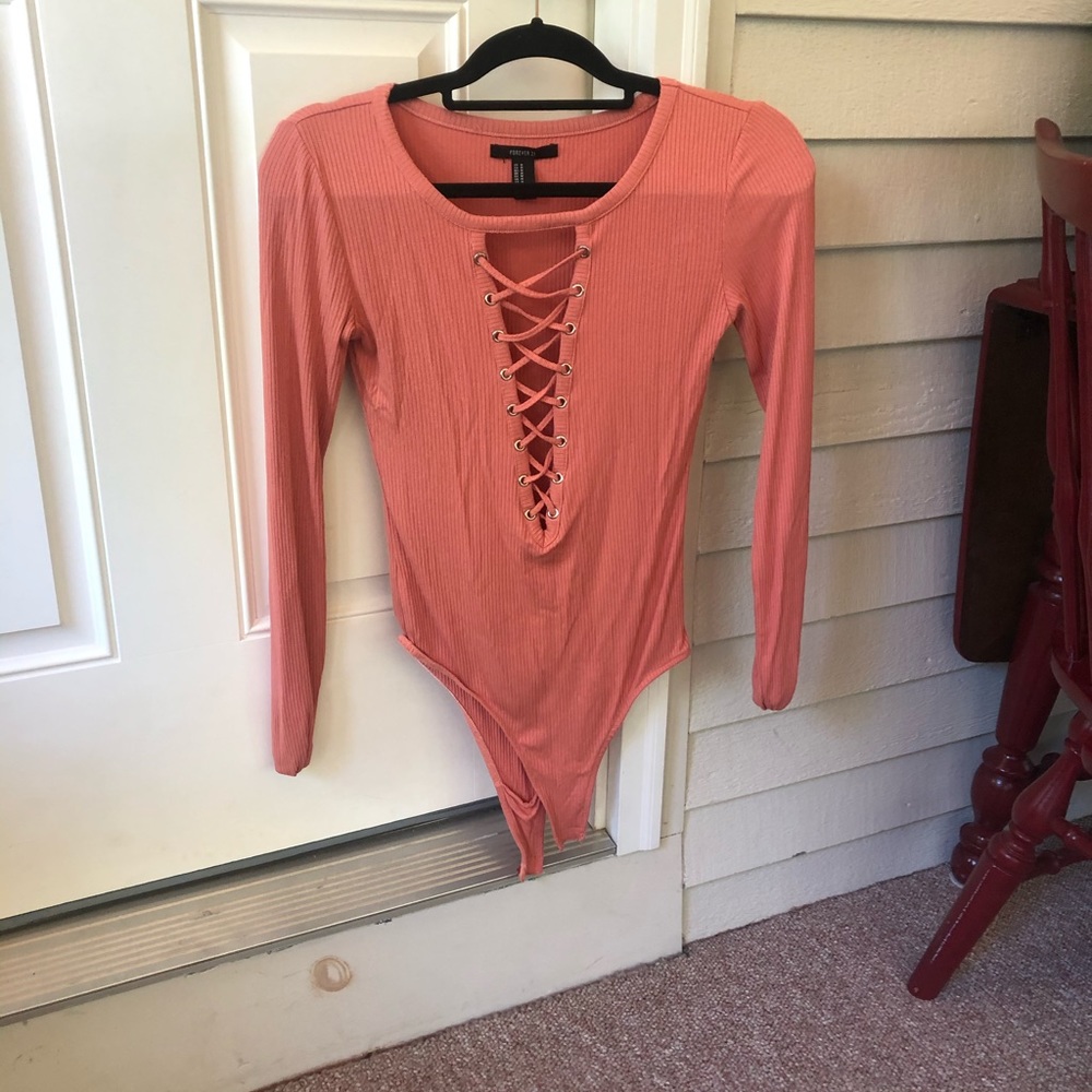 Coral body suit from express